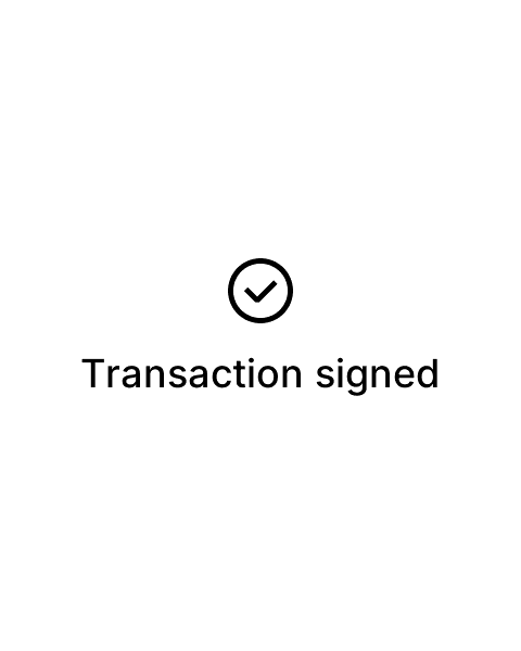 Flex screen reading Transaction signed.